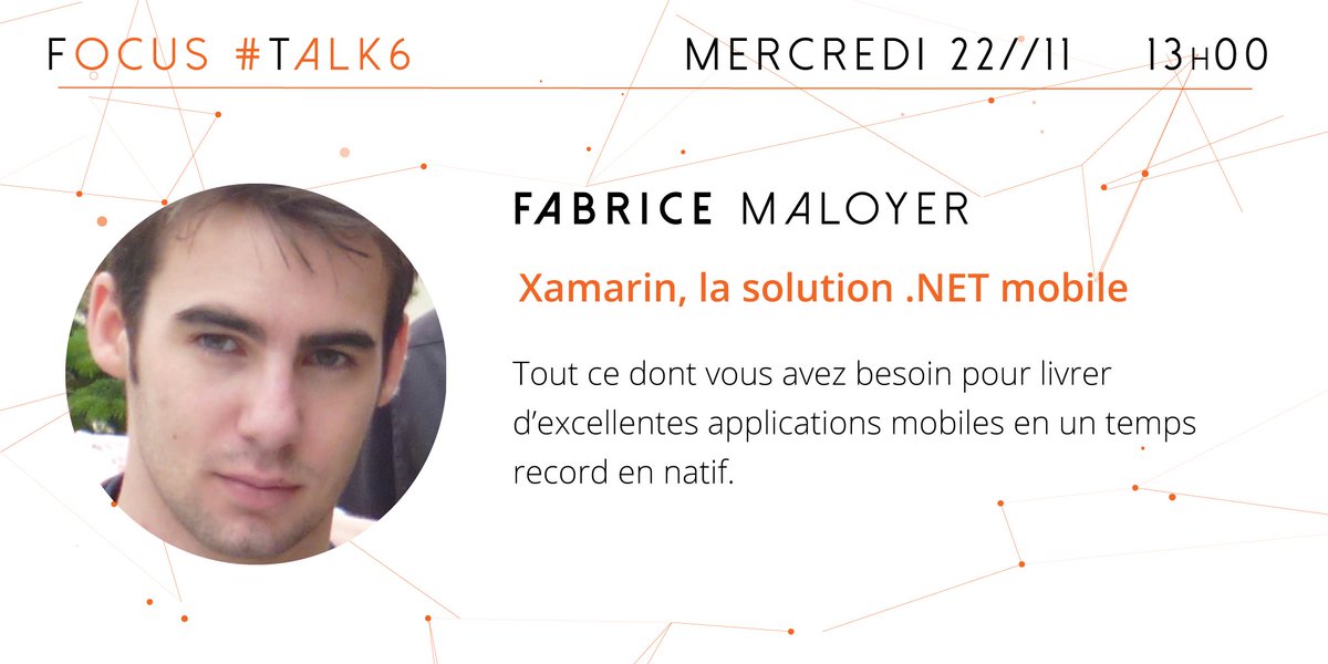 Ascencium_io's tweet photo. 🗣 #TALK6 DEMAIN !
Fabrice Maloyer étudiant à l' @eXiaCesiRouen 🎓 ayant exercé son dernier stage dans le domaine des applications mobiles présentera @xamarinhq #crossplatform #dev 💻 https://t.co/D9GYXRvOIZ