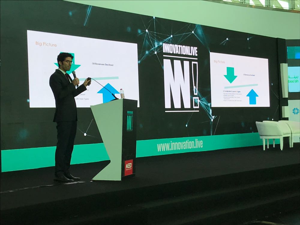 MEED_Innovation's tweet photo. Introducing Bilal Hassan from the Ministry of Energy who will be discussing the adoption of disruptive innovation to facilitate exponential growth. 

#InnovationLive https://t.co/cKyVupZkeM