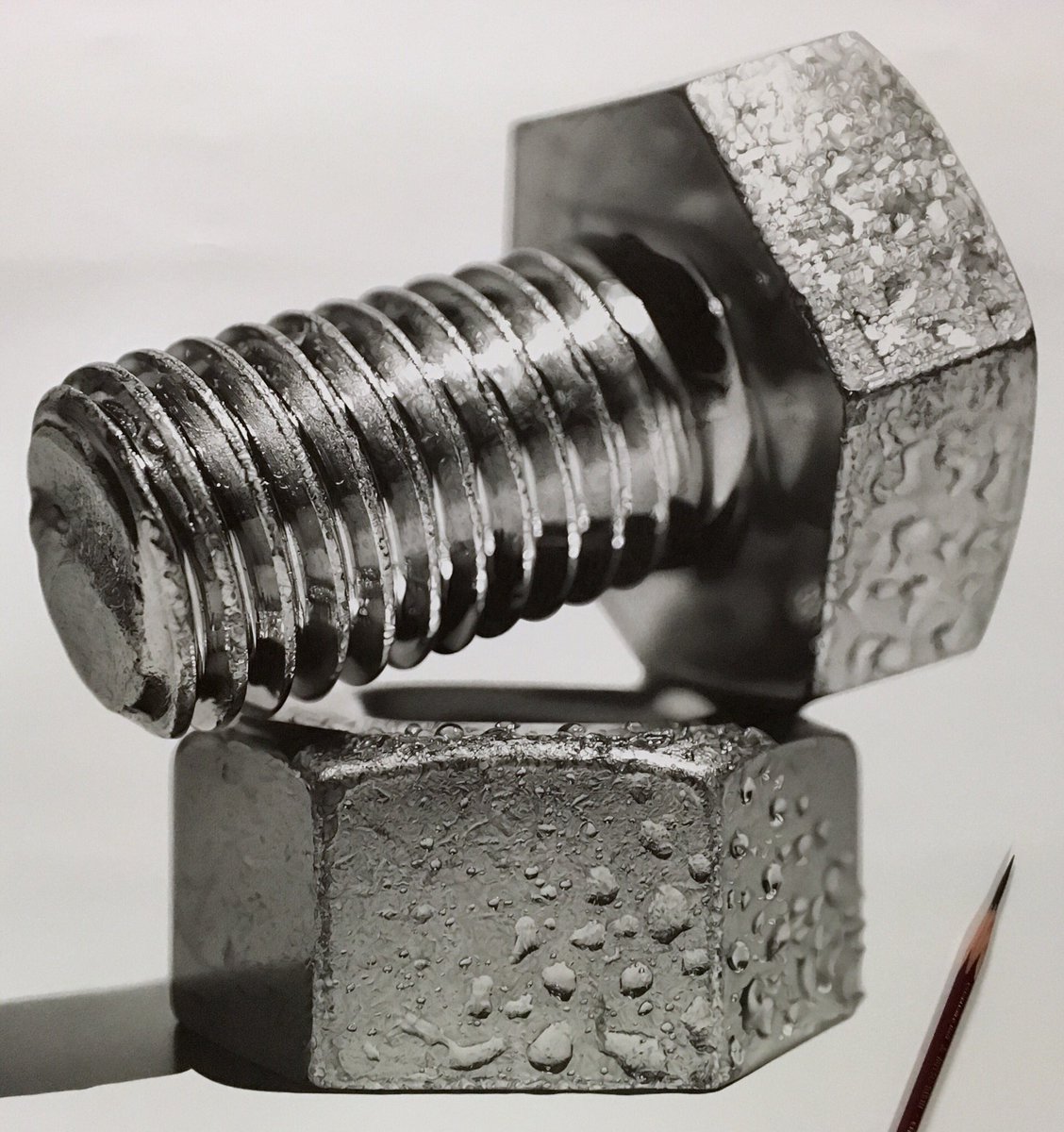 完成 ボルトとナットの鉛筆画 神がかり的な技術 Togetter