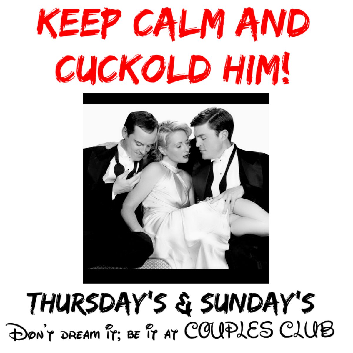 Couples_Club's tweet photo. KEEP CALM AND CUCKOLD HIM! 
#couplesclub #cuckold #cuckoldress #sharemywife #weekendwarmup #swinginsundays #worshipme #adultmatchmaker https://t.co/UPZfxbScE5