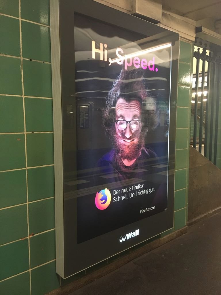 MozillaBerlin's tweet photo. Look at that: #FirefoxQuantum is taking over #Berlin!
Hi, Speed!
#fastforgood #dothefox @firefox_DE @firefox @mozilla https://t.co/3uZC6bbmxm