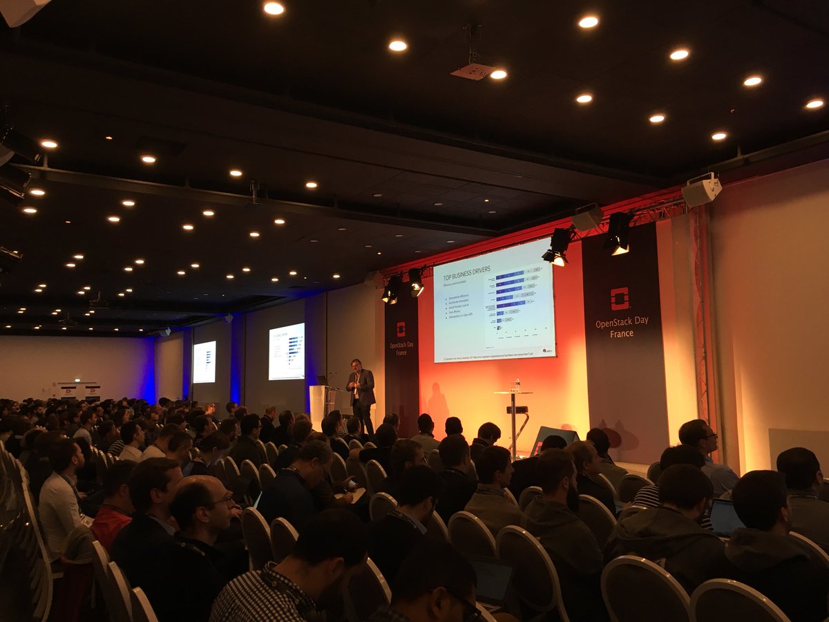 egallen's tweet photo. Nick Barcet @nijaba on stage #OpenStackDayFrance @orange and @RedHat_France collaborate to build a modern infrastructure https://t.co/3pJst85Ojd