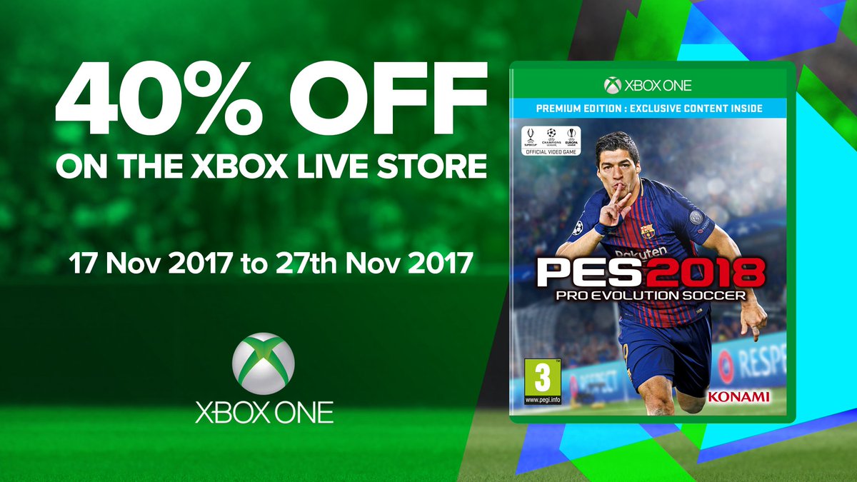 LAST CHANCE to get 40% OFF #PES2018 in the @Xbox Black Friday Sale! Grab yours now: microsoft.com/en-GB/store/p/…