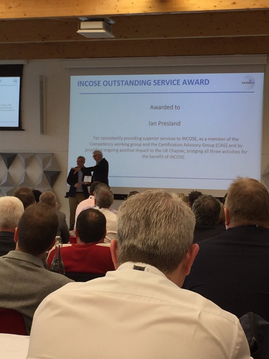 Finally Ian Presland <a href="/qaraqoram/">ian presland</a> gets his #incose outstanding service award.
It was good to pick it up on his behalf in Adelaide, but far better for him to get it at #ASEC2017