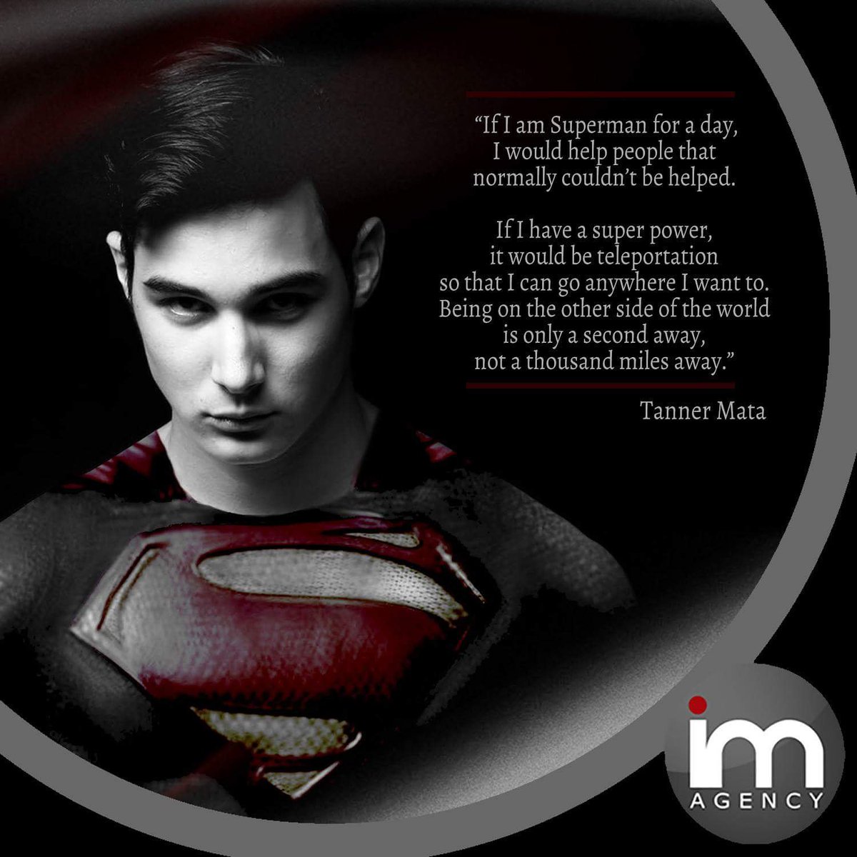 IM_EntOfficial's tweet photo. #TellAllTuesday We asked Tanner - What would you do if you can have Superman's powers for one day? Check out the answer of our "Asian Clark Kent" here!
#TeamIMAgency #IMTanner @IMTalentMgt https://t.co/CjDa1GC3WR