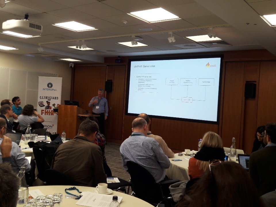 INTEROPenAPI's tweet photo. .@David_hay25 explaining how clinfhir reflects back the needs of clinicians

@OrionHealthEMEA #CoF17 https://t.co/OiOkVn9J04