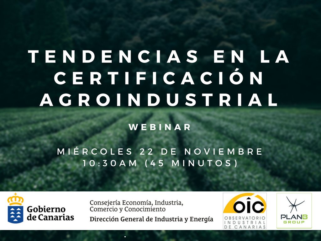 PlanBFormacion's tweet photo. Mañana #webinar gratuito "Tendencias en la certificación #agroindustrial" que abordará las principales normas de #calidad y #seguridadalimentaria: #BRC, #IFS e #ISO22000. Para más información e inscripción: https://t.co/pWppJAx0aT https://t.co/fAdzX60ul6