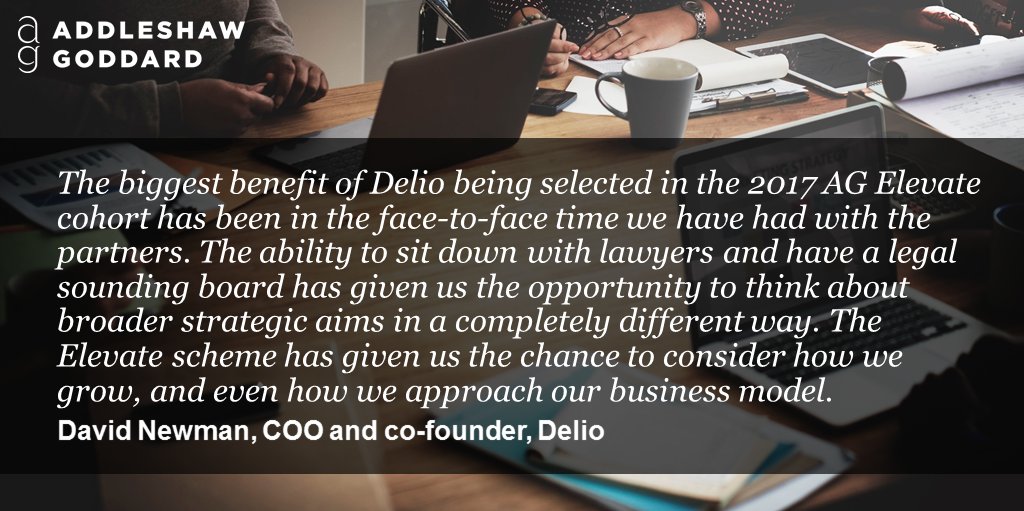 AGFinTech's tweet photo. How #AGElevate helped #fintech #startup @DelioWealth prepare for an ambitious growth programme! Discover more here: https://t.co/B03vevSDuP #legalmentoring https://t.co/2l3IH9kWcG