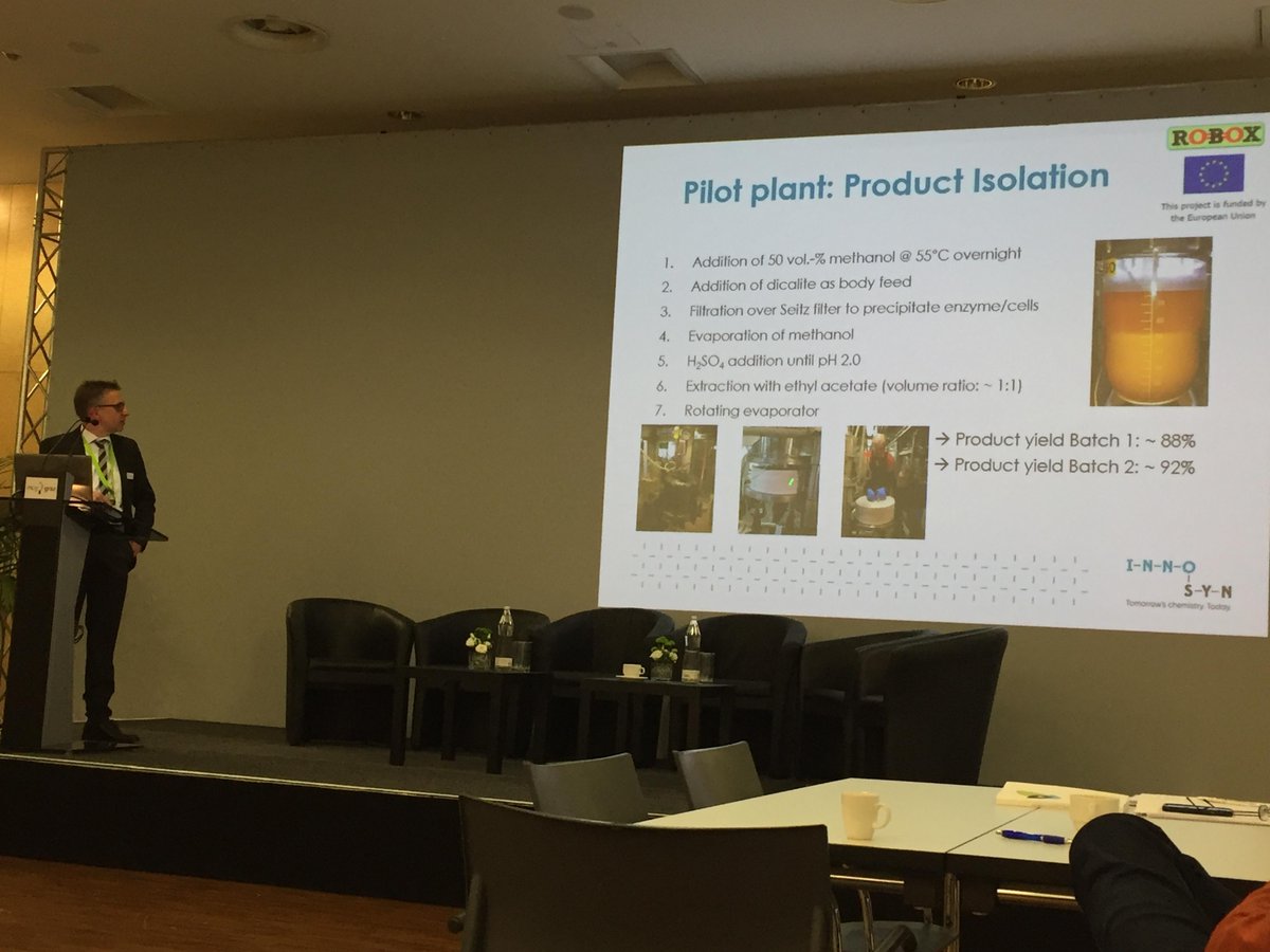 ROBOX_Enzymes's tweet photo. #Pharma #Biotech #Biochemistry #Biocatalysis

Martin Schürmann from #InnoSyn presenting the latest ROBOX results at ECIB organized by @acibGMBH. https://t.co/EciPPscltf