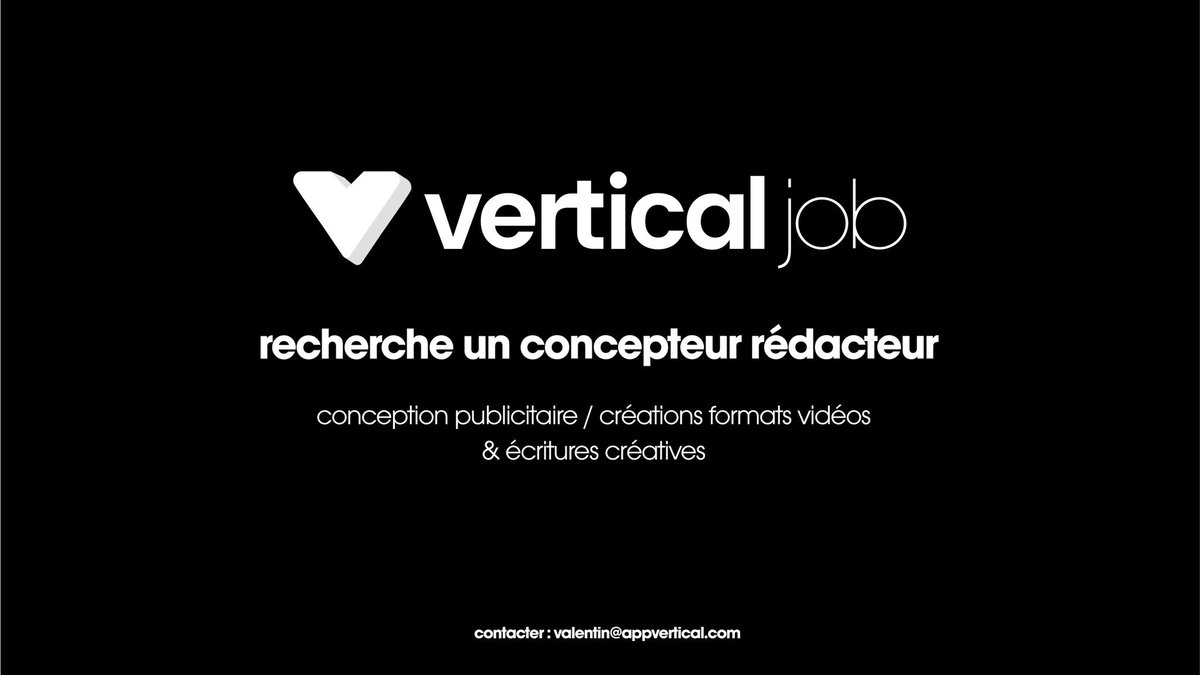 valentinreverdi's tweet photo. .@vertical recherche un concepteur-rédacteur ! #RT https://t.co/Sk0m9HdXsH
