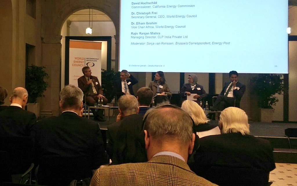 GiovanniGufo's tweet photo. "Thanks to everyone in #Germany for starting #Energiewende and bringing costs for #renewables down" - @CalEnergy #DavidHochschild at @WEC_Deutschland #WorldEnergyDay2017 @greensofa_betd https://t.co/pqj2MenONR