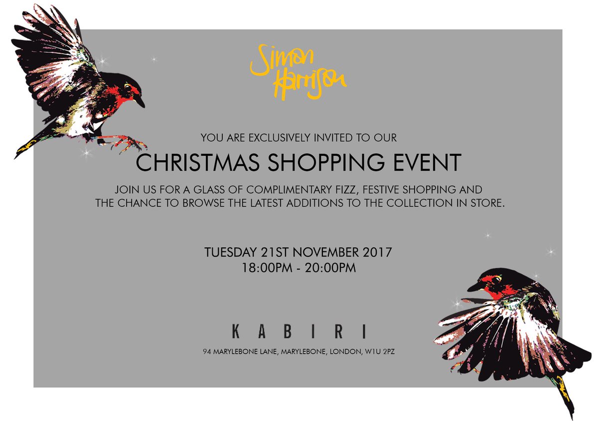 SimonHarrisonUK's tweet photo. Browse our newly launched collection with a glass of bubbles and special treats in store, this evening at @Kabiri_Online in Marylebone! See below for more info 💛 #londonevents #shoppingevents #marylebone https://t.co/7nJbsqYhDi
