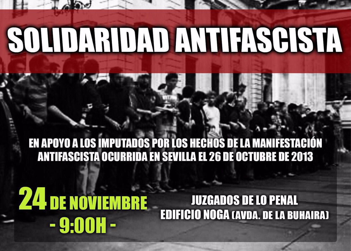 SVQPATODAS's tweet photo. “No os vamos a volver a explicar otra vez todo lo acontecido aquel 26 de octubre de hace 4 años porque lo vivimos juntxs. Os pedimos una vez mas vuestro apoyo el próximo viernes 24 de noviembre a partir de las 9 en la Av. de la Buhaira nº 29.”
¡NO PASARÁN! https://t.co/GKh8BRx9wk