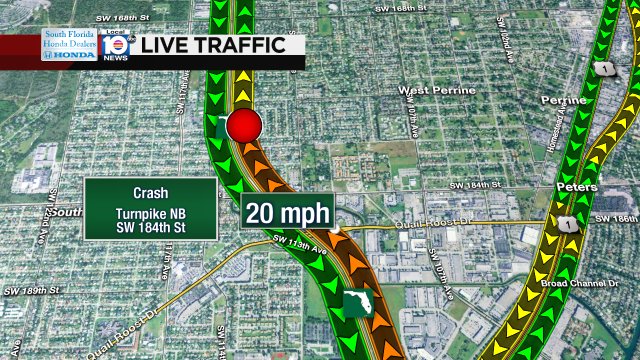Crash on Turnpike NB at SW 184th St #traffic https://t.co/97lntqNyyz