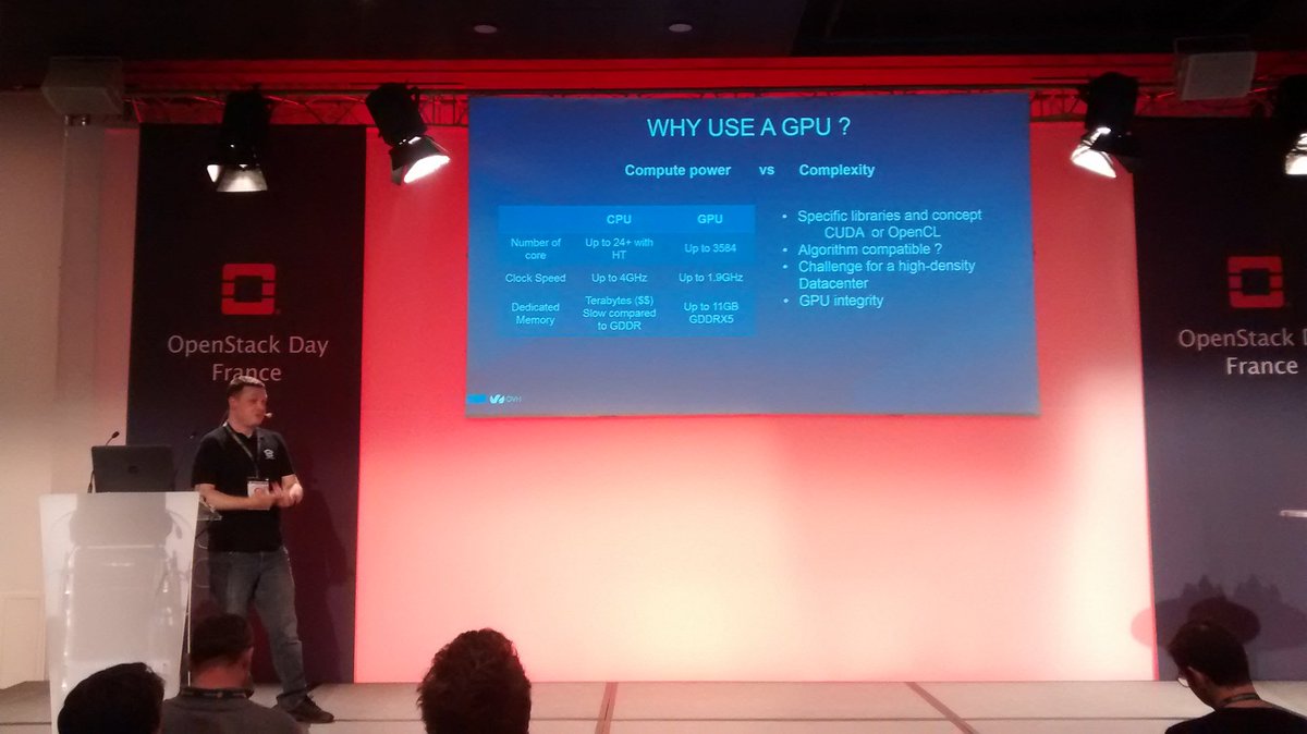 MangerDuChien's tweet photo. @JulienCornuwel talking about GPU integration with @OpenStack at @ovh_fr #OpenStackDayFrance https://t.co/1DjBbORMem