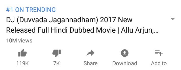 Nitinteja12's tweet photo. #DuvvadaJagannadham: 

Others trying hard to expand their market in other states..  While #AlluArjun expanding with his movies dubbed version..dj is now 10M views in youtube on availble of 150 lng subtitles &amp; dis iz no1 trending in india ri8 now. 👍👌 #StylishStar 
#NaaPeruSurya https://t.co/QymmBCCxTa