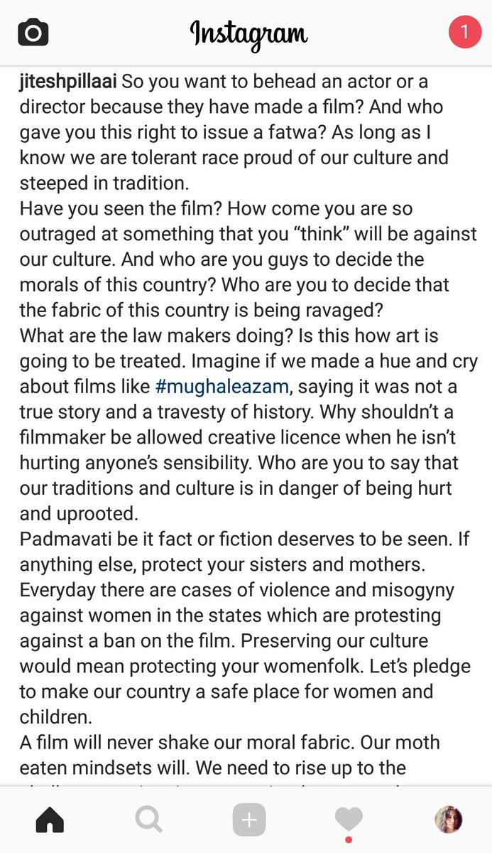 thatduskywoman's tweet photo. Dont take everything personally. Films are part of creative art. Let it be like that. Dont presume before any solid proof. #DeepikaPadukone #ShahidKapoor #RanveerSingh #Padmavati #UnbanPadmavati #ReleaseItSoon #ReleasePadmavati https://t.co/gDJIKFqx30