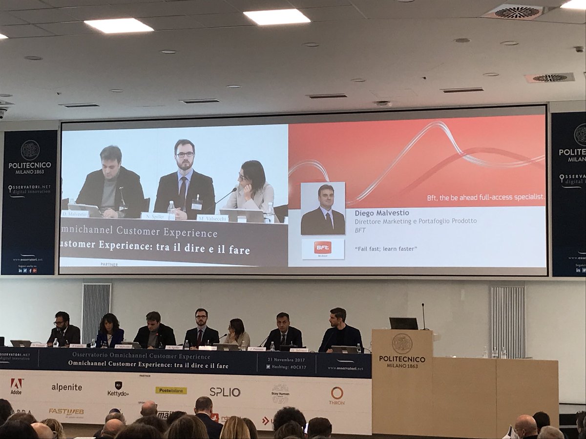 Osserv_Digital's tweet photo. #DiegoMalvestio #BFT Sfida rilevante. Trasformarsi da un’azienda concentrata sul prodotto a azienda basata su esperienza con il cliente #OCX17 https://t.co/GksEczyug1