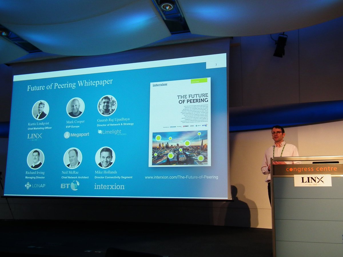 LINX_Network's tweet photo. Michael Rabinowitz of #LINX99 gold sponsor @interxion has given a very interesting talk on the future of peering which included a live interactive poll session. https://t.co/GKxgyF6ZNy
