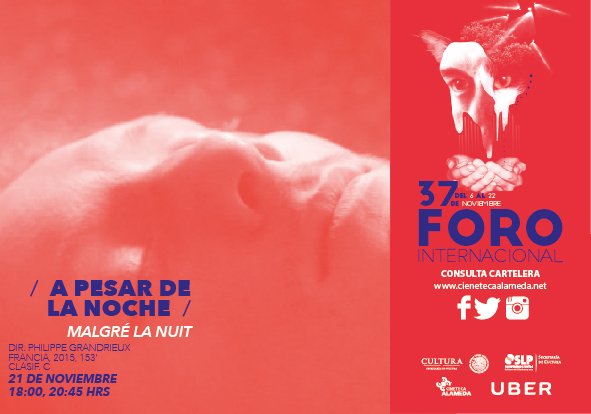 CinetecaSLP's tweet photo. Hoy es martes de cineteca, ven a ver #APesarDeLaNoche y disfruta del #37Foro Internacional de Cine
#DisfrutoCinetecaAlameda https://t.co/dq1q40XT3H