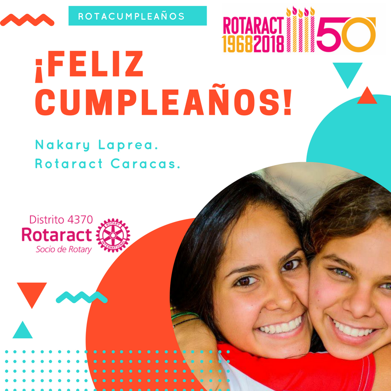 Rotaract4370ri's tweet photo. Ahora con Nakary Laprea, de Rtc. Caracas, está completa nuestra celebración. https://t.co/xQaviCZyXr
