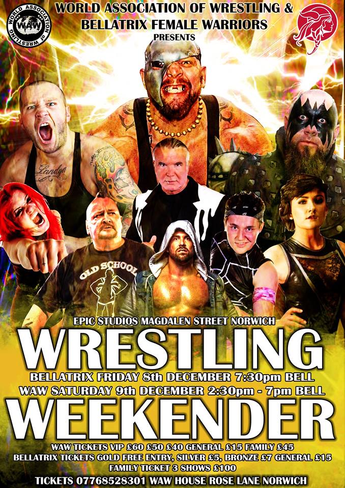 EPICNorwich's tweet photo. .@WAW_UK crown a new World Heavyweight champion as their #WAW32 tournament comes to an end. See #WWEHOF member @SCOTTHALLNWO plus @RealRoyKnight, @Ricky_KnightJr + more in action on Saturday 9th December. Tickets available at https://t.co/4zYroYXVbh https://t.co/wq1XuwOmvk
