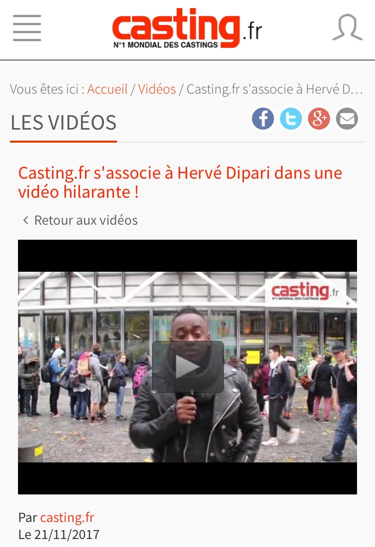 HerveDipari's tweet photo. Casting.fr me soutient et valide: « Diffusion ce soir à 18h de ma nouvelle vidéo sur la Fanpage Casting.fr »
Allez salut 😁🎭😁🎭 https://t.co/CeTCsDS5FG
