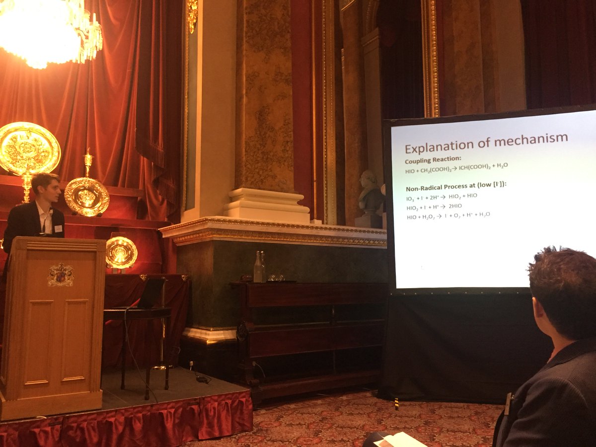 Award-winning chemist Sam R at Goldsmith's Hall today, presenting on his favourite 'element' iodine, in recognition of his performance in the #cambridgechemistrychallenge  #roentgeniumaward <a href="/HMC_Org/">HMC (The Heads' Conference)</a> <a href="/ISC_schools/">Independent Schools Council</a> <a href="/peterwothers/">Peter Wothers</a>