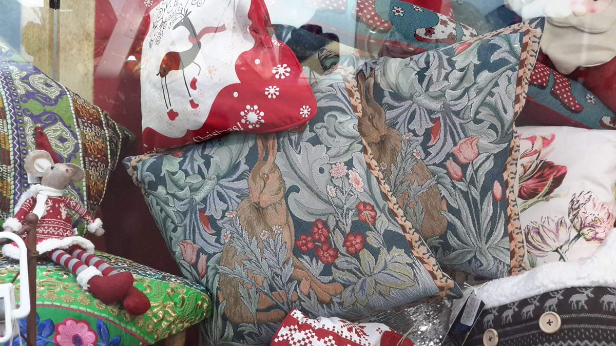 ES_Shop_Ryde's tweet photo. Matching left and right Hare cushions from the William Morris collection at Elizabeth Smith Home. https://t.co/bXpVd4ZwTy