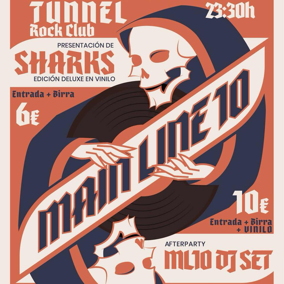 Sábado 25/11 23hs.
Main Line 10 presenta su EP "Sharks" edición vinilo + DJ Set.
Apúntate al evento: Main Line 10: Presentación Vinilo Sharks.
Entrada 6€ con caña o 10€ con caña + vinilo hasta las 01hs,6€ consumibles después. +18