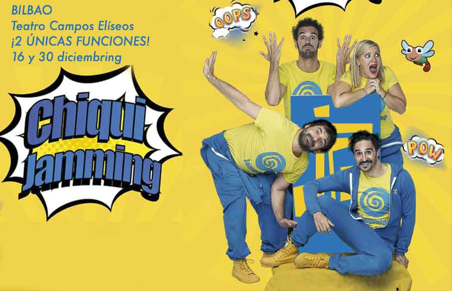 En diciembre... ¡#ChiquiJamming en #BILBAO! O mejor #TxikiJammig ;) SOLO 16 y 30 de diciembre teatrocampos.com/espectaculo/ch… <a href="/teatrocampos/">Teatro Campos Bilbao</a> #Infantil #teatro #Botxo #familia #Navidad #Bilbo #Gabonak
