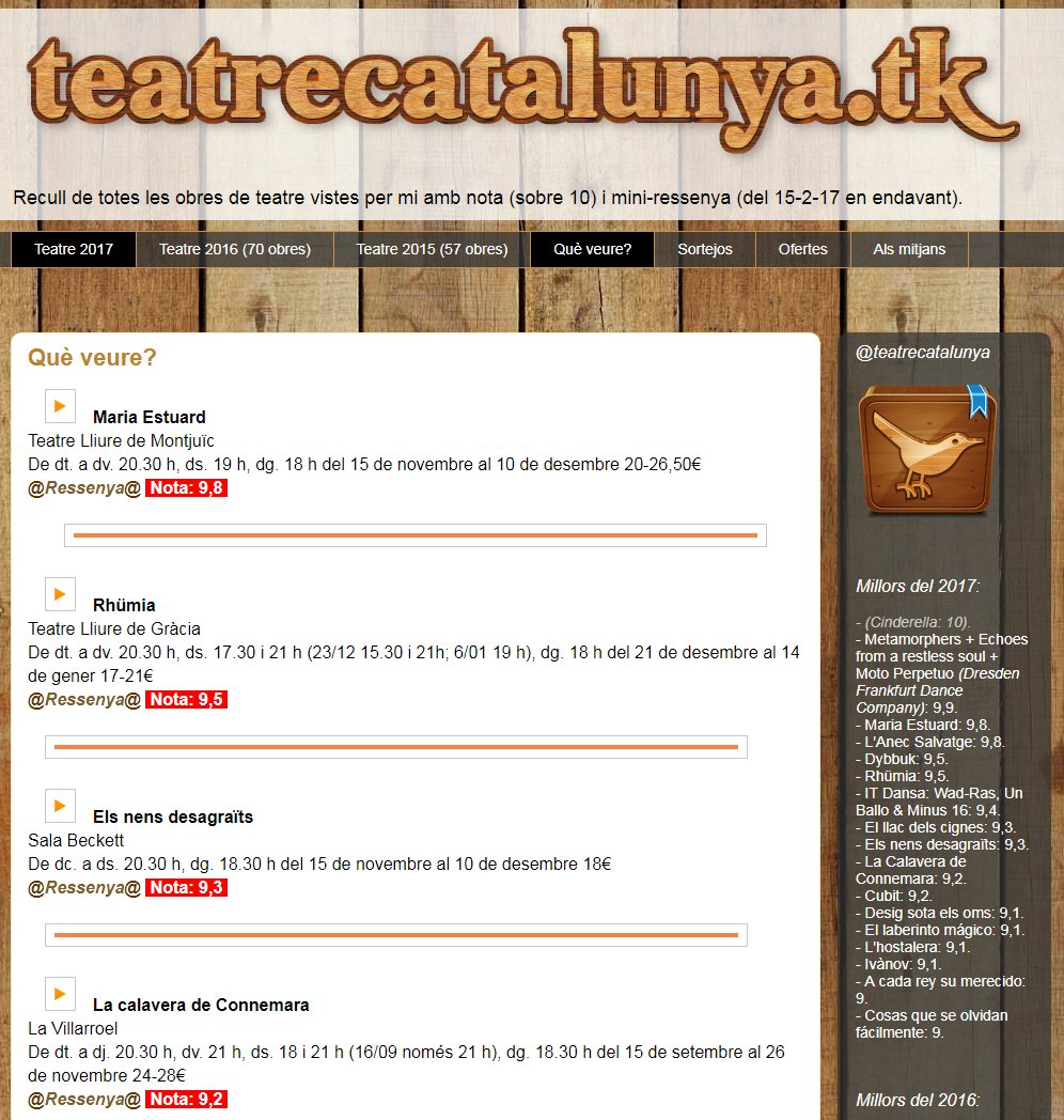 teatrecatalunya's tweet photo. No us perdeu la nova secció del blog: "Què veure?",on trobareu quines són les millors obres q es poden veure cada dia a Catalunya(amb la corresponent nota i ressenya).
Ara trobareu; #MariaEstuard #Rhümia #ElsNensDesagraïts #LaCalavera #Desig #Hostalera...
https://t.co/th8iQGfG47 https://t.co/uSAM7p61im