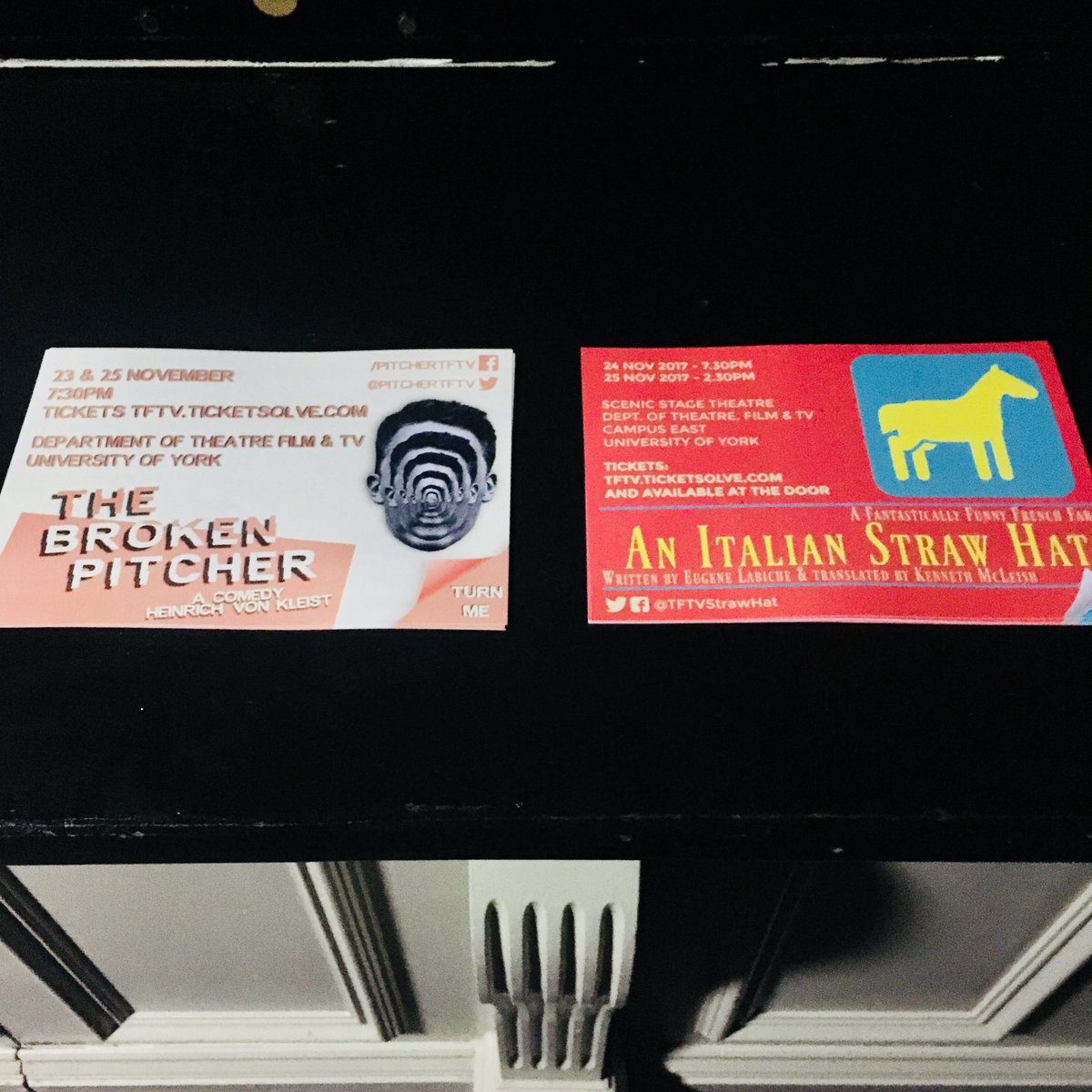 grandoperayork's tweet photo. If your coming to see My Fair Lady this week, you may find some rather funky leaflets for @PitcherTFTV and @TFTVStrawHat - two fresh new productions at Uni of York - 23rd-25th of November - Tickets from Just £5! 🎭 https://t.co/fxsNBuV5ux