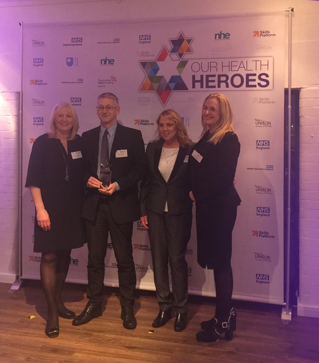 sarahlmarsh's tweet photo. @drmarionlynch @NHSEngland @skillsforhealth celebrating fabulous Workforce planning teams of the year #OurHealthHeroes https://t.co/1bYdCRvVLr