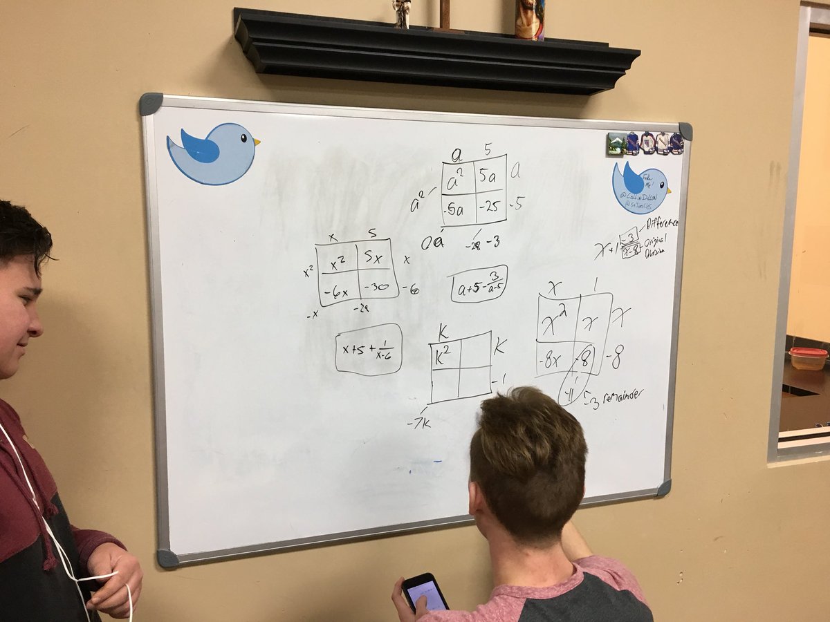 CollinDillon's tweet photo. @jamestanton Moment! Area model works when dividing polynomials...No synthetic division for us! #Math30 @StJoesCHS #gpcsd @BurdessAlicia @pgliljedahl https://t.co/ATyP45enoI