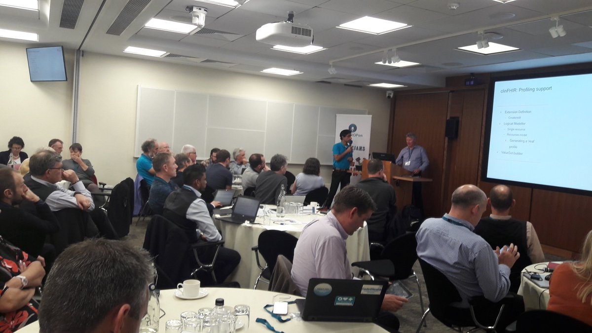 INTEROPenAPI's tweet photo. Almost 7 hours of solid learning and still a packed room! Those post-event drinks will be well won 

Amazing day, thanks to @David_hay25 &amp; @DrAmirMehrkar - the 'good cop/bad cop' of #FHIR learning https://t.co/nzfJ4ViTIz