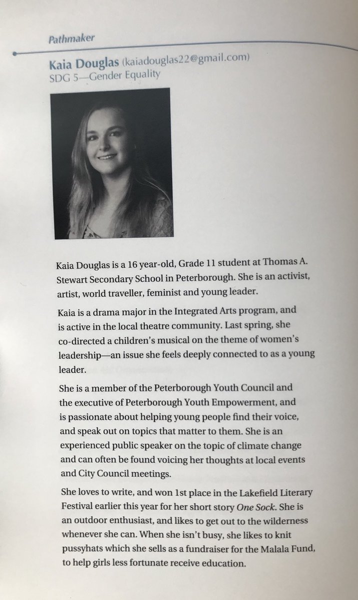 LakefieldCS's tweet photo. A great look at #UNSustainableDevelopmentGoal 5: Gender Equity with Rosemary Ganley and Kaia Douglas. 60 years between them, yet both powerful stories about women in the world. #TrailblazersPathmakers https://t.co/U98UDcQ6RW