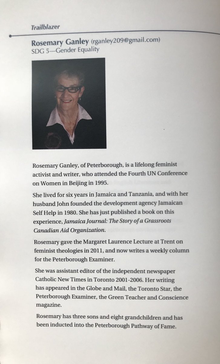 LakefieldCS's tweet photo. A great look at #UNSustainableDevelopmentGoal 5: Gender Equity with Rosemary Ganley and Kaia Douglas. 60 years between them, yet both powerful stories about women in the world. #TrailblazersPathmakers https://t.co/U98UDcQ6RW