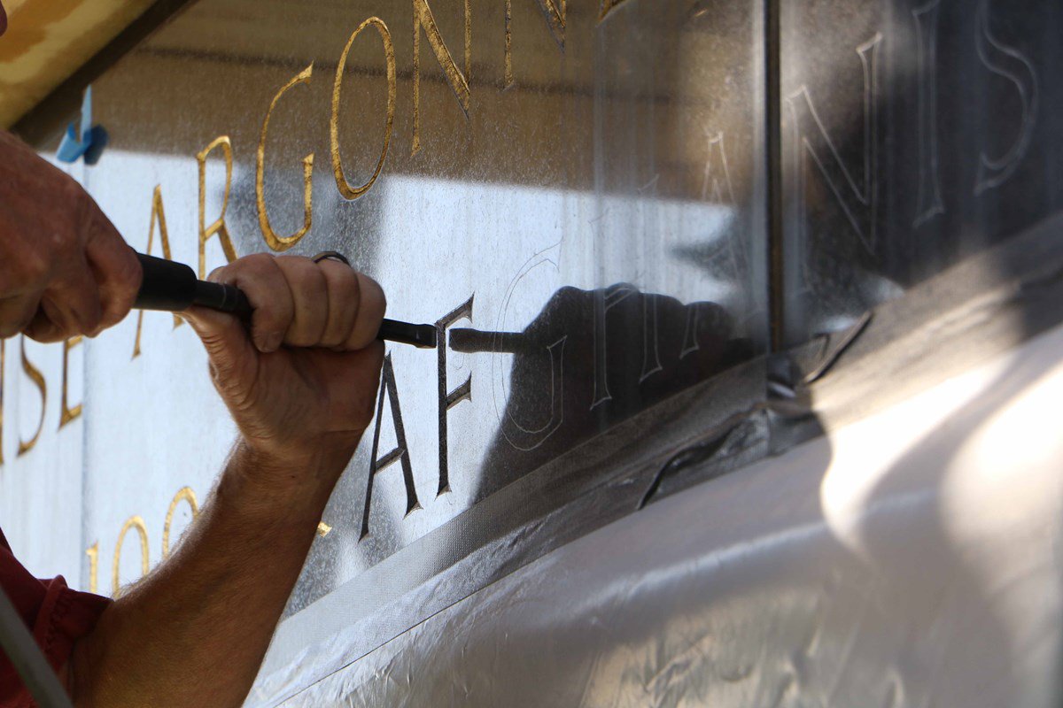 Interior's tweet photo. New engravings added to U.S. Marine Corps War Memorial honor 1,481 Marines who died in Afghanistan and Iraq https://t.co/WGu1QjpoIB https://t.co/PFjJDMgs7K