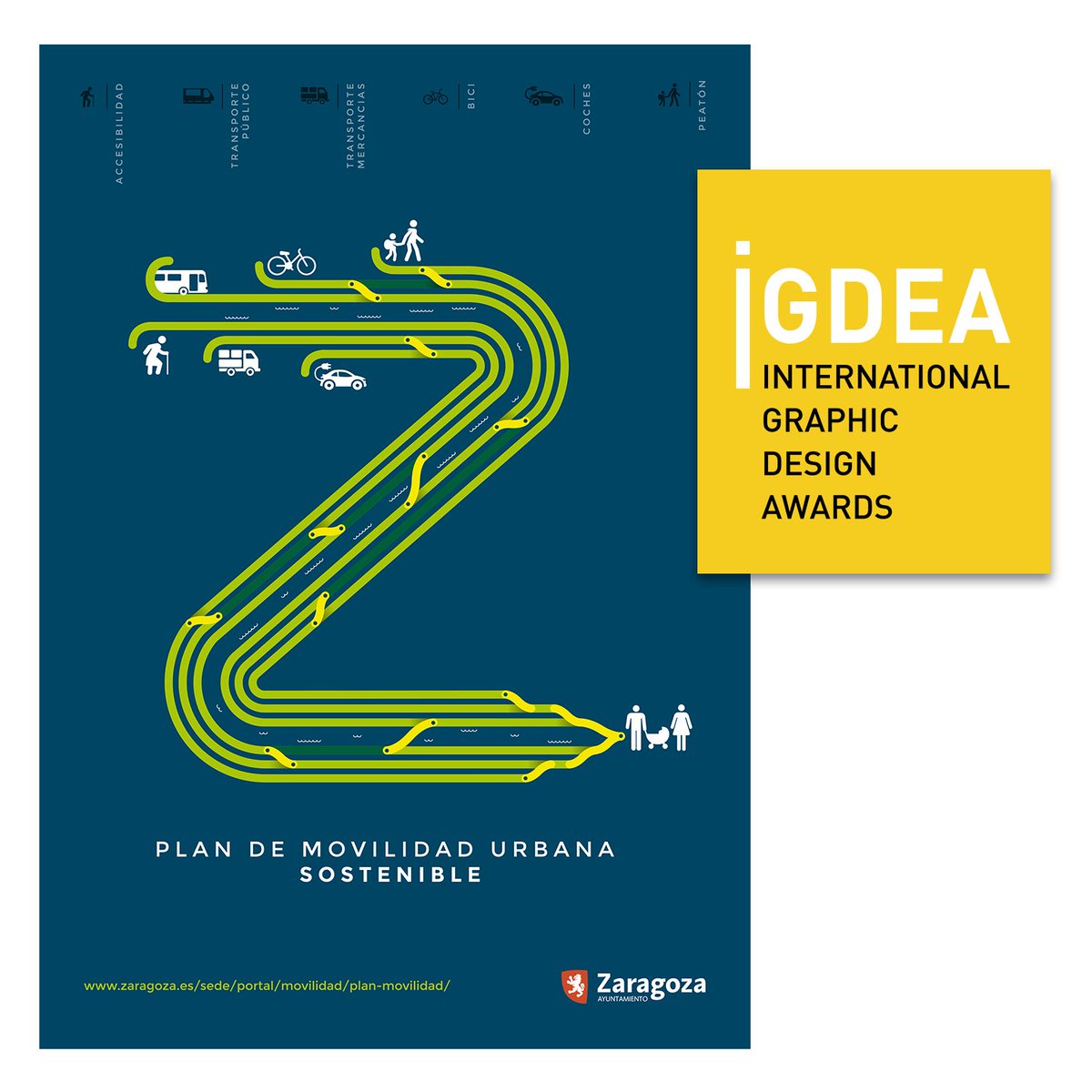 detalier's tweet photo. 🏆🏆🏆 ¡Hemos ganado el premio International Graphic Design Awards (#IGDEA Awards)! 🏆🏆🏆
"Mejor campaña de interés social" por la campaña que diseñamos para @zaragoza_es "Plan de movilidad sostenible".
#design #disenografico #cartel #campaña #Poster https://t.co/KbMJXthTaZ