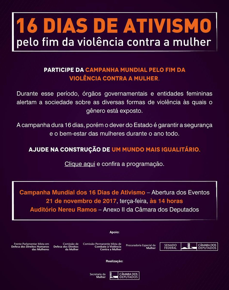 O combate à violência cometida contra as mulheres não pode parar. Hoje começa a campanha dos 16 dias de ativismo pelo fim da violência contra a mulher. Vamos participar! #DeputadaJozi  #16DiasdeAtivismo #pelofimdaviolência