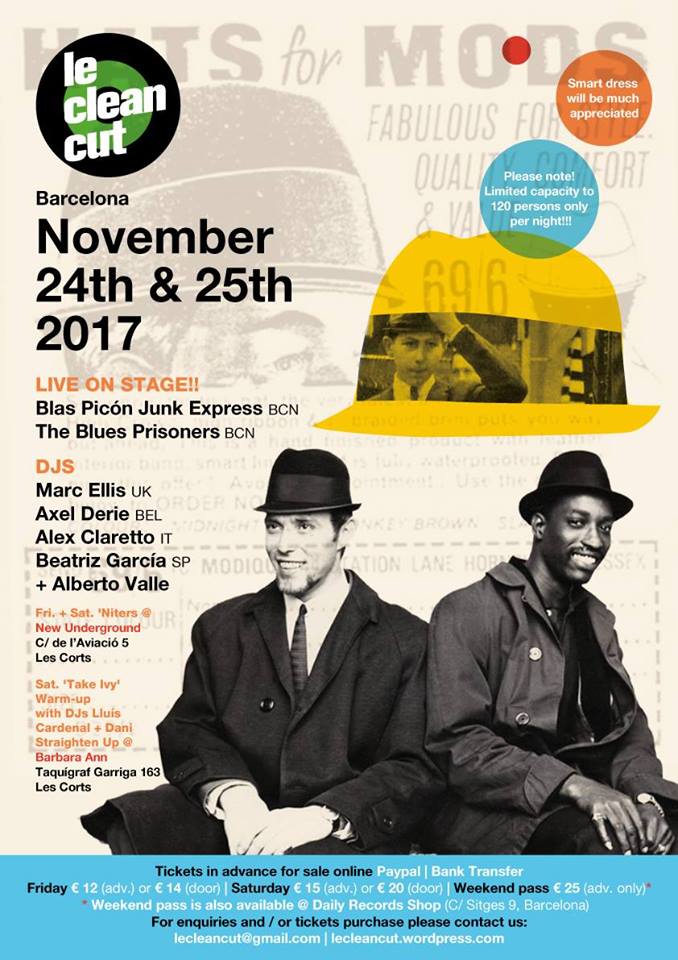 DailyRecordsBcn's tweet photo. Aquest cap de setmana tindrà lloc LE CLEAN CUT a Barcelona, música en directe i DJs de talla internacional. Abonaments disponibles a DAILY RECORDS. 

#modparty #mod #mods #barcelonamods #blues #soul #rhythmandblues #lecleancut #blaspiconjunkexpress #thebluesprisoners https://t.co/GvXL2aXAE7