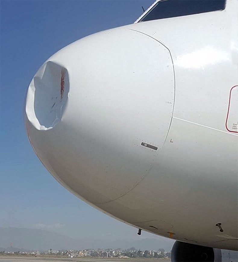 Urgence cause choc aviaire d'un avion (A320/9N-AKW) de Nepal Airlines (#RA206) - http://bit.ly/2zXxmZQ @crashaerien