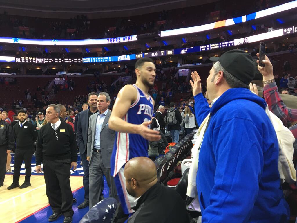 mmayerfeld's tweet photo. #trustingtheprocess. Came all the way from london to watch the ROTY and the MVP! What a game! Thank you @sixers @JoelEmbiid @BenSimmons25 https://t.co/Ut8OOw9sXL