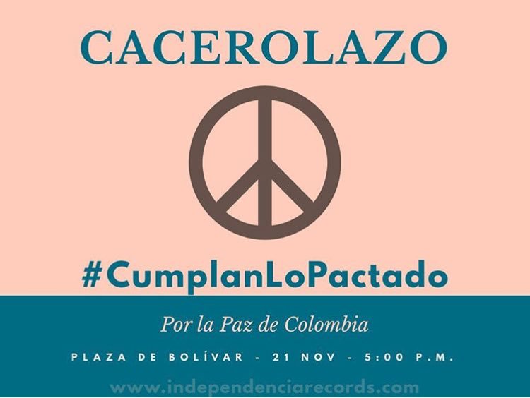 ¡A defender la paz, en las plazas, calles y carreteras! Exijamos al gobierno #CumplanLoPactado
Bogotá: Plaza de Bolívar a las 5pm.