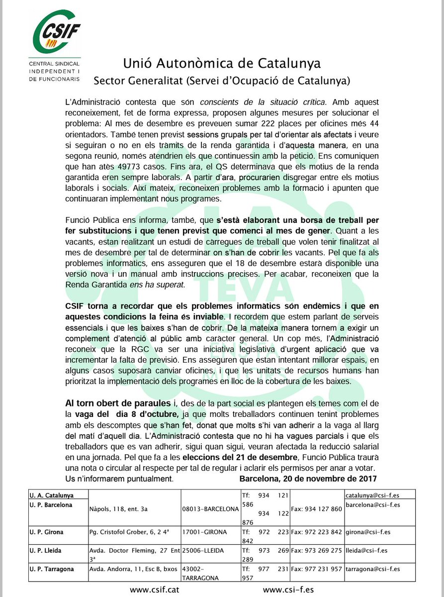 csifautonomic's tweet photo. #SOC SATURADOS DE TRABAJO #CSIF DENUNCIA LA SITUACIÓN #EMPLEATSPUBLICS DESBORDADOS POR la #rendagarantida de la ciutadania https://t.co/m0ll5t0M3B