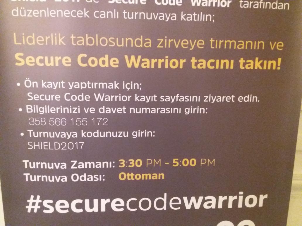 mmadou's tweet photo. @SecCodeWarrior tournament is live at #shield2017 . All info to join in here. https://t.co/Soqq6hz5WX