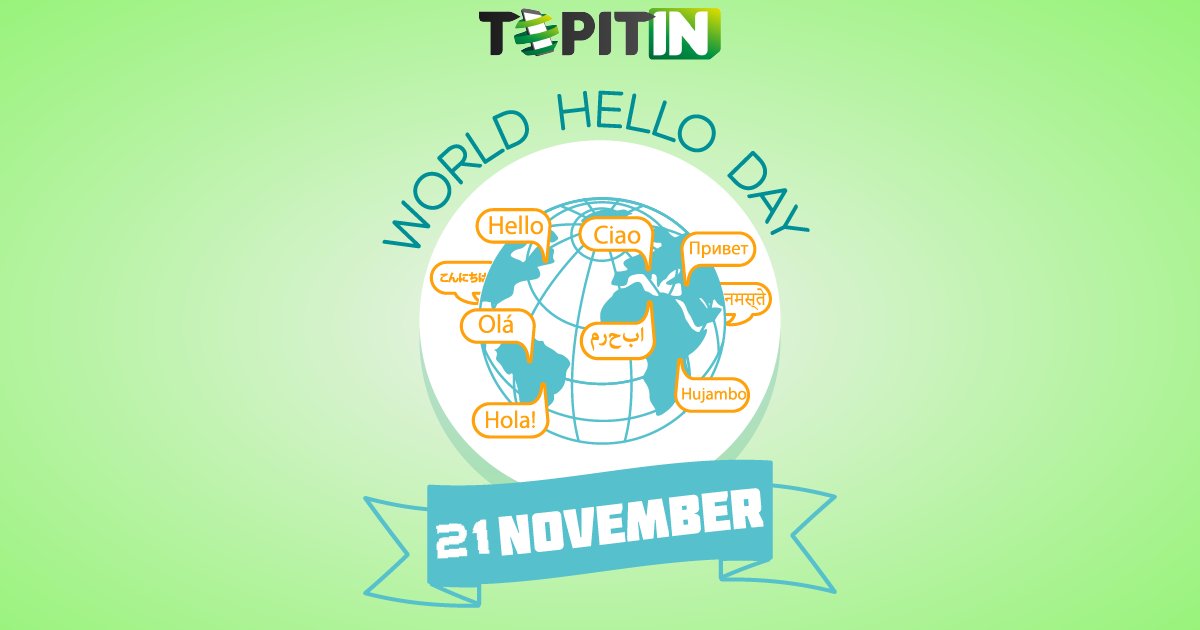 Topitin_Topup's tweet photo. Today is #WorldHelloDay! #Tweet a friend you'd like to say "Hello" too!
๐ https://t.co/dTDAtGxV1M
#Topitin #onlinetopup #TuesdayThoughts https://t.co/lbfdVfmpOo