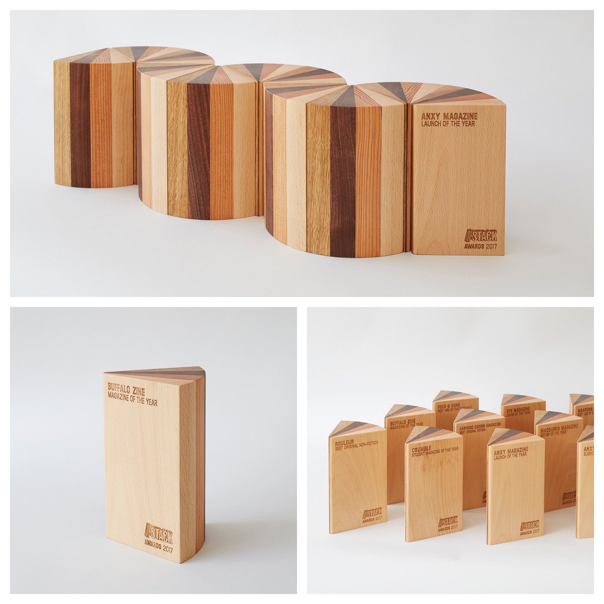 Beautiful set of Awards made by Gavin Coyle for #StackAwards17 shot at my studio last week <a href="/ThisisHost/">Host of Leyton</a>