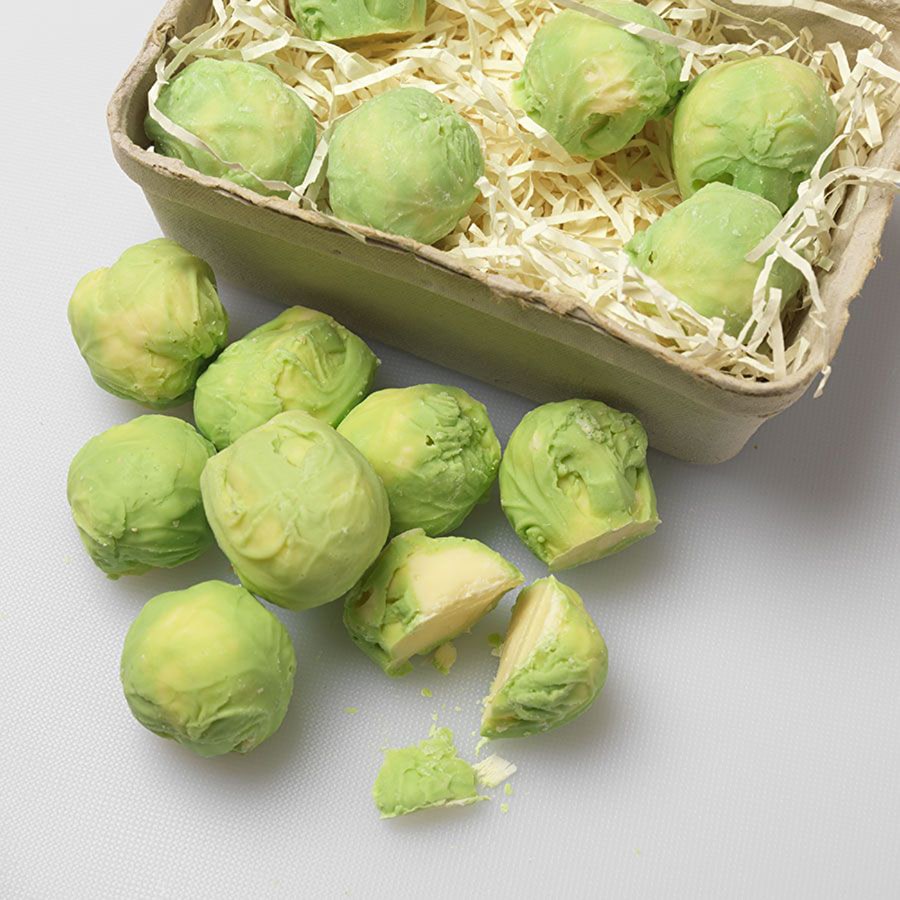 GreatGiftCo's tweet photo. The scrummiest way to enjoy 1 of your 5 a day and no more pushing them around the plate this Christmas! #chocolatebrusselssprouts #giftideas https://t.co/ma9bb4Vk9y